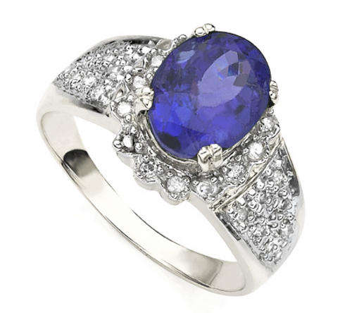 EXCELLENT 2.40CT TANZANITE RING IN SOLID 14KT WHITE GOLD FINE COLOUR AAA+++ CRAZY AUCTION